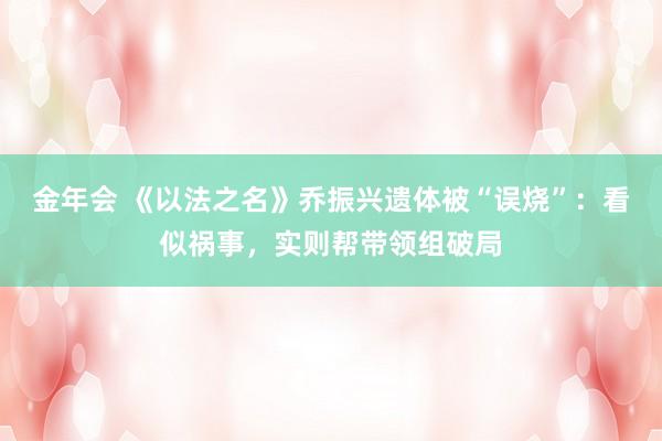 金年会 《以法之名》乔振兴遗体被“误烧”：看似祸事，实则帮带领组破局
